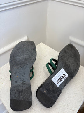Hermès Black and Emerald Suede Slides, 36