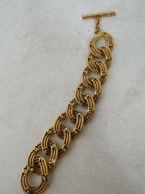 Chanel Gold Tone Logo Chain Bracelet