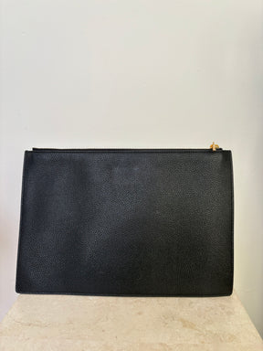 Gucci Black Grained Leather Zumi Logo Pouch