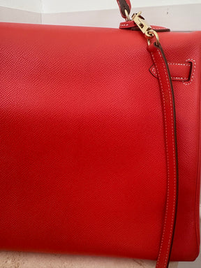 Hermès Candy Kelly Retourne 35 in Rose Jaipur Epsom Leather with Gold Leather Interior and Permabrass Hardware