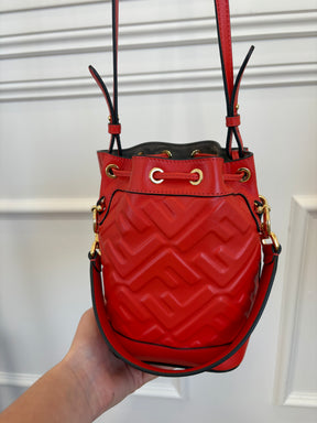 Fendi Lava Debossed Monogram Leather Mon Tressor Bucket Bag