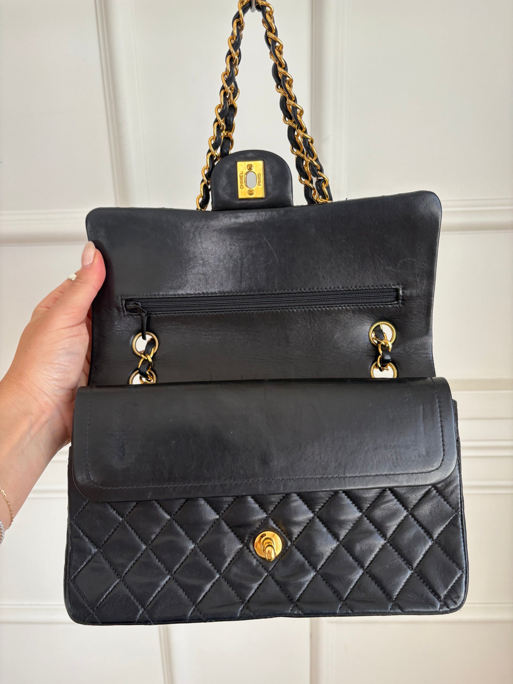 Chanel Black Lambskin Leather Medium Classic Flap Bag