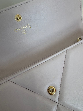 Chanel Light Lilac Leather 19 Flap Wallet