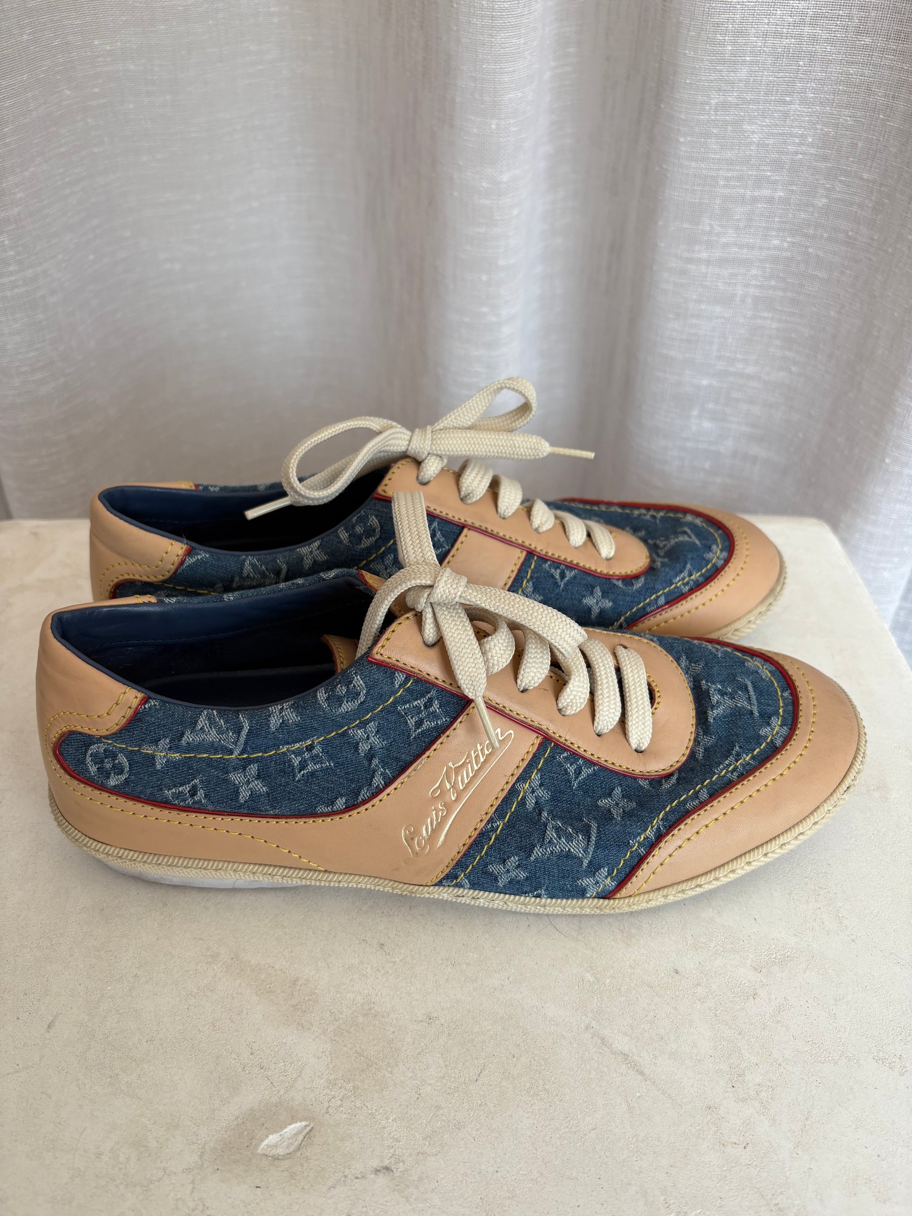 Louis Vuitton Blue Denim Monogram Sneakers, 38.5