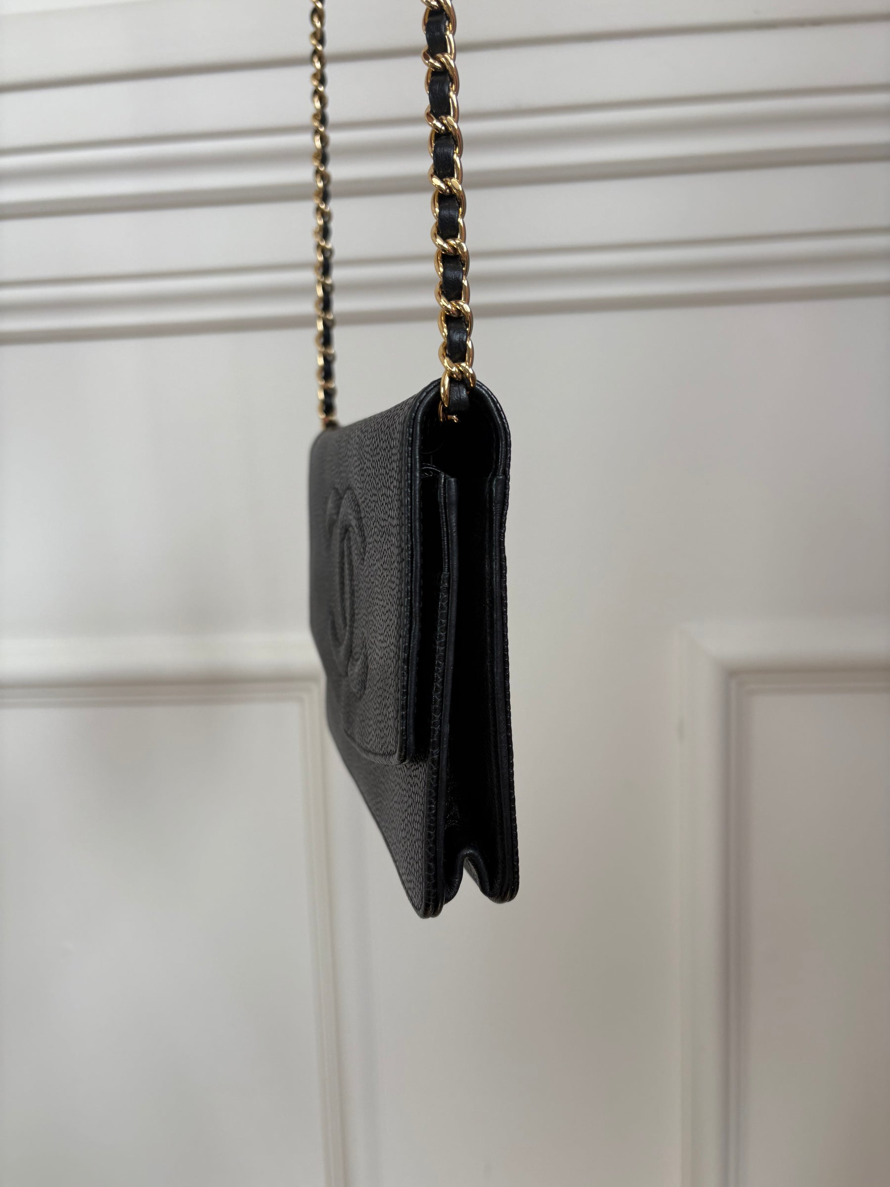 chanel Black CC Caviar Leather Woc