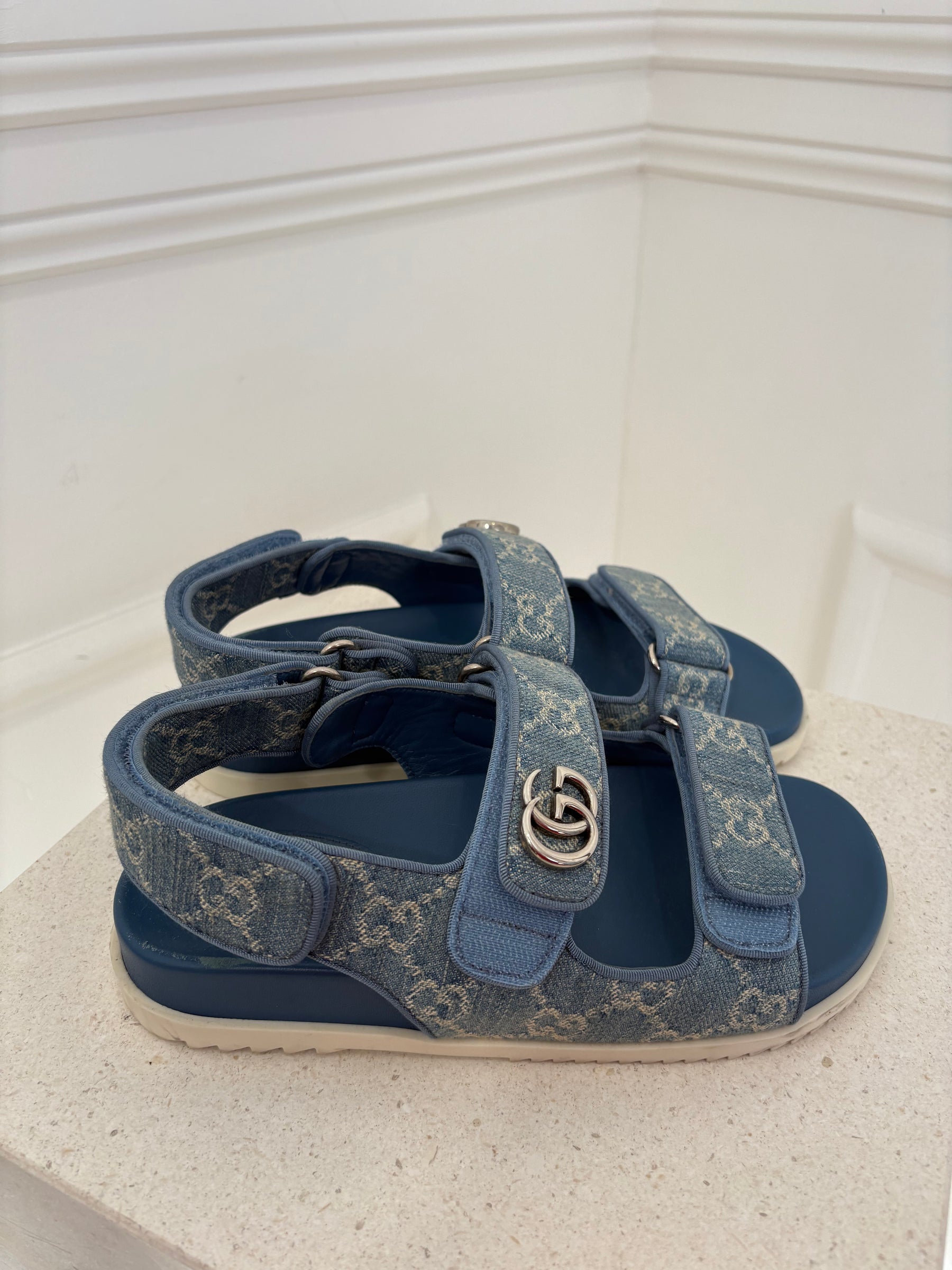 Gucci GG Denim Sandals, 36