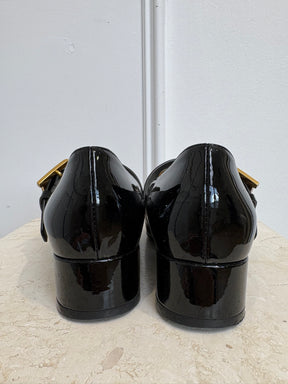 Dior Black Patent Leather Logo Heeled Mary Jane