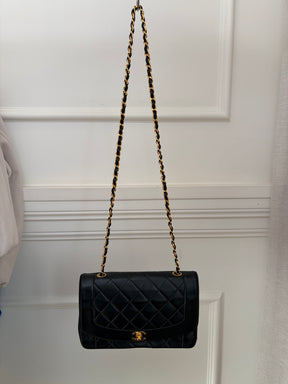 Chanel Black Lambskin Leather Diana Flap bag