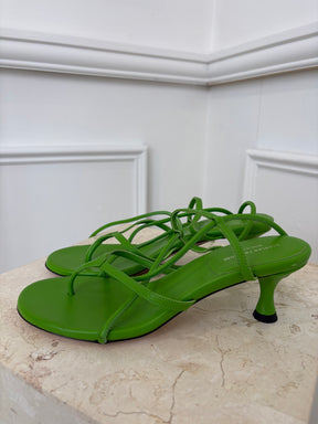 Scanlan Theodore Green Leather Strappy Lace Up Heels, 37