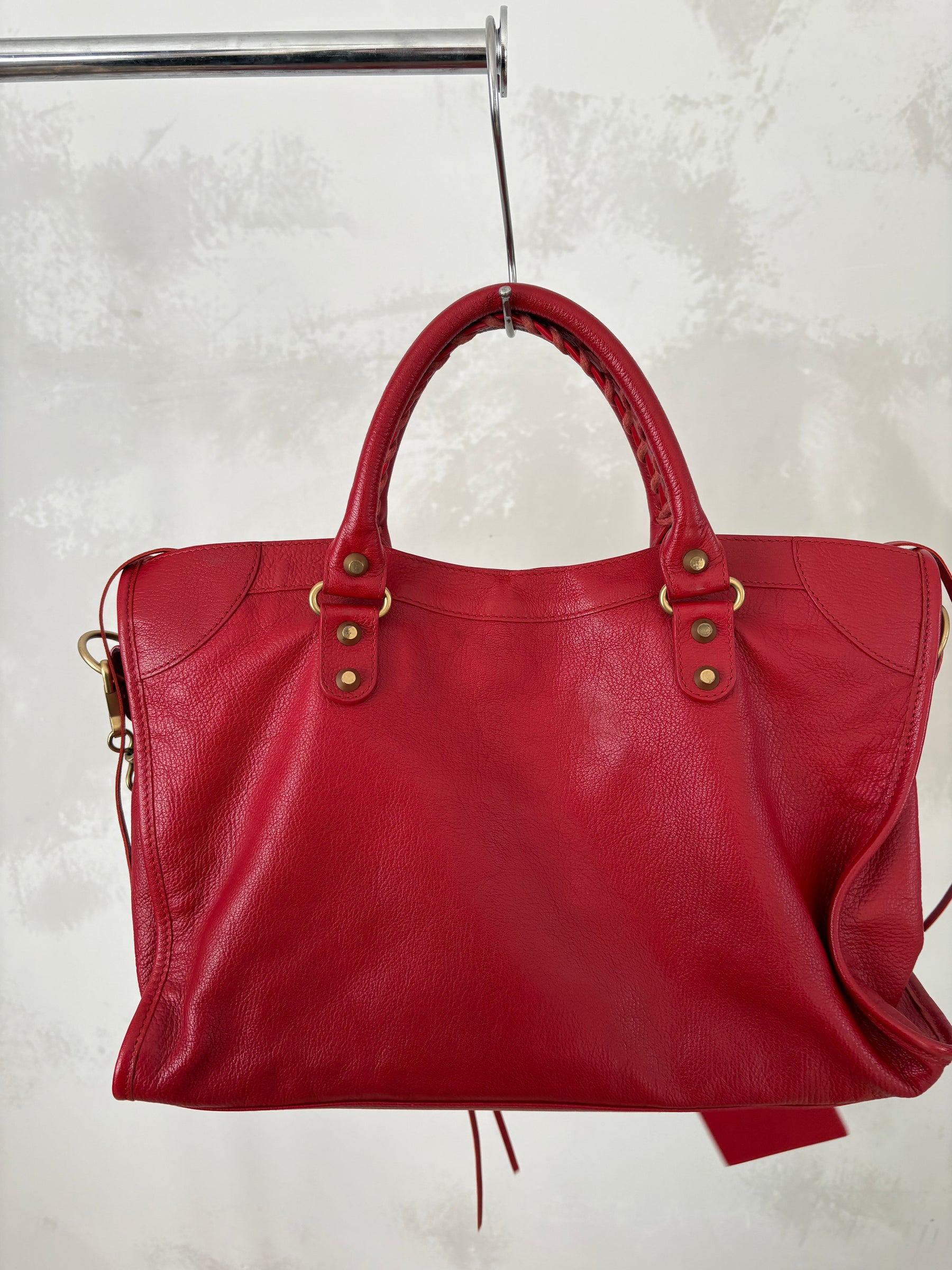 Balenciaga Red Leather City Bag