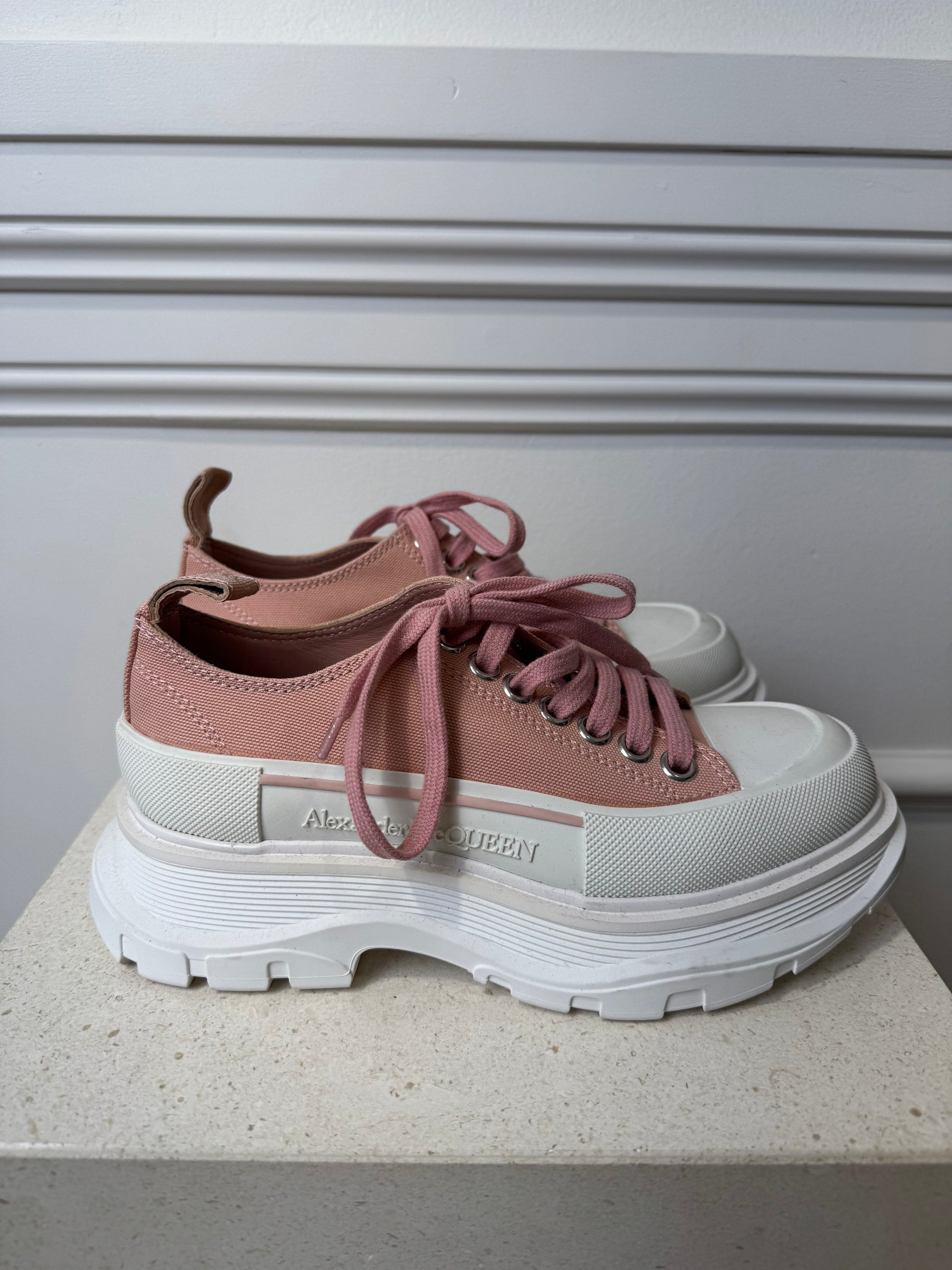 Alexander McQueen Pink Canvas Chunky Sneaker, 35.5 D