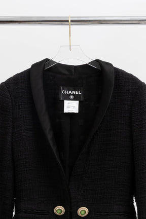 Chanel Black Tweed Paris-Bombay Smoking Jacket, 34 FR