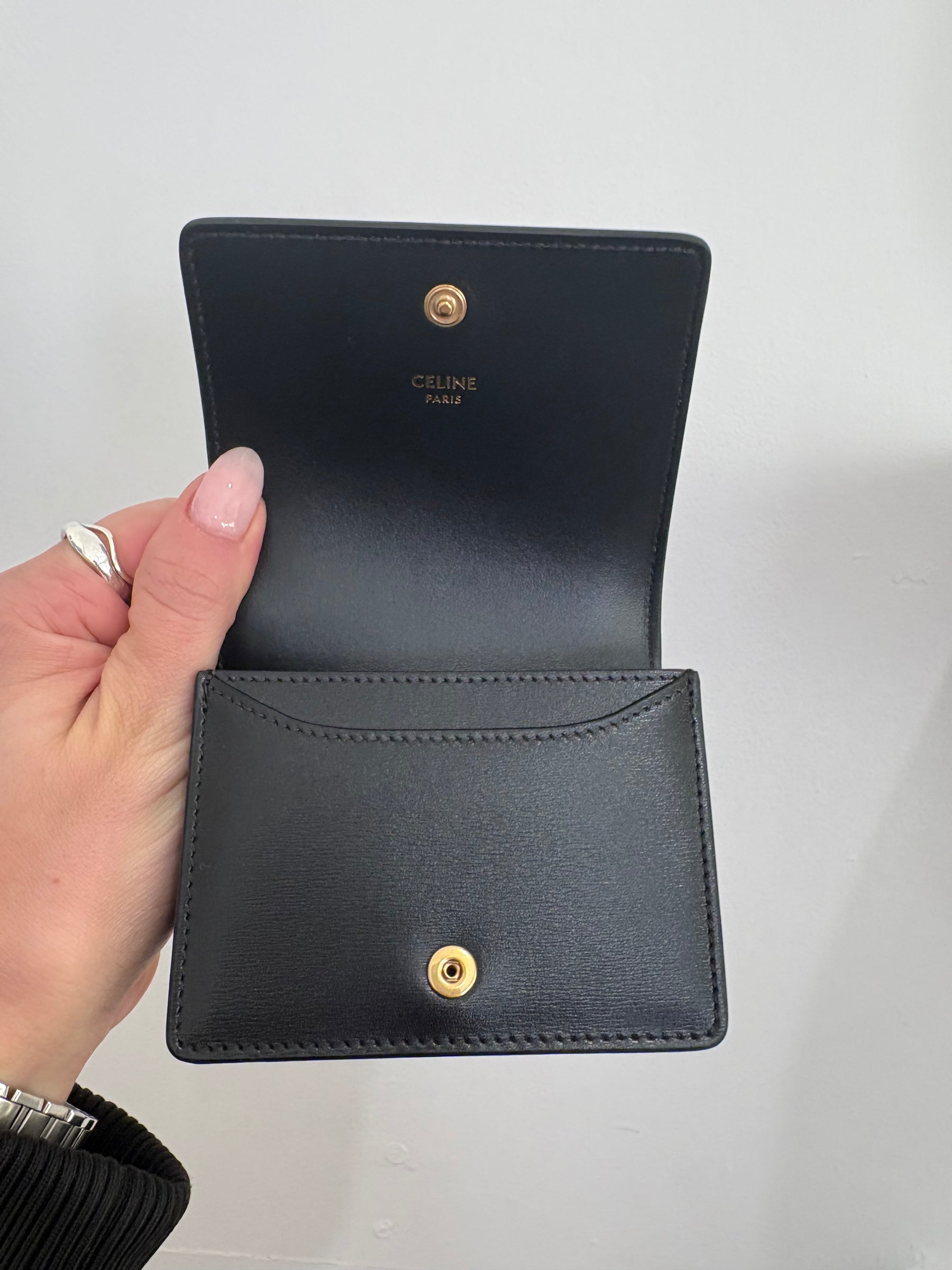 Celine Black Leather Triomphe Cardholder