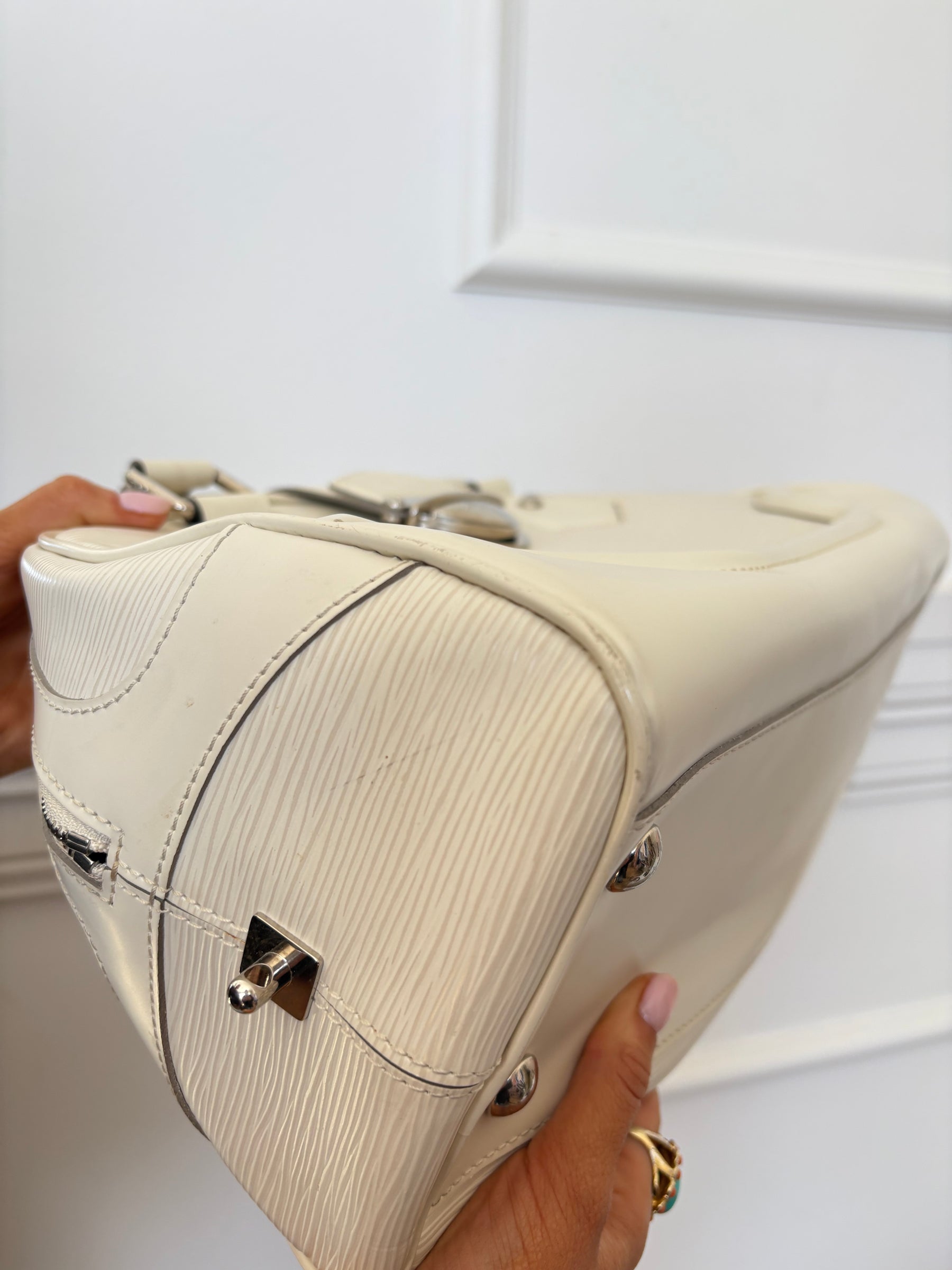 Louis Vuitton Cream EPI Leather Top Handle Bowling Bag