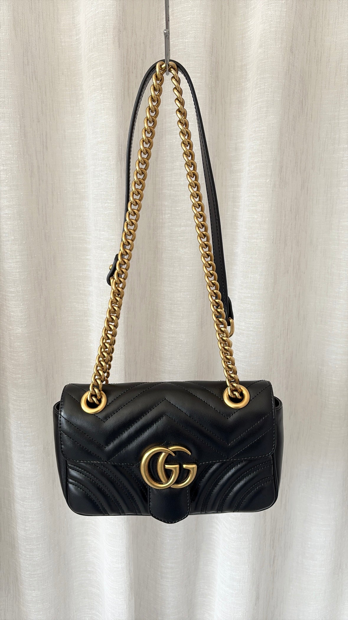 Gucci Black Quilted Leather Marmont Small Shoulder Bag
