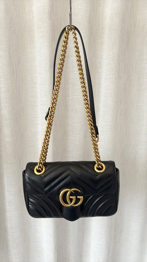 Gucci Black Quilted Leather Marmont Small Shoulder Bag