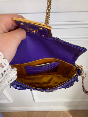 Fendi Purple Sequined Mini Baguette