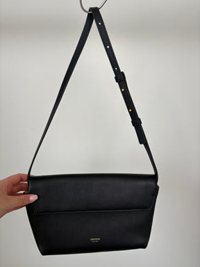 Oroton Black Leather Shoulder Bag