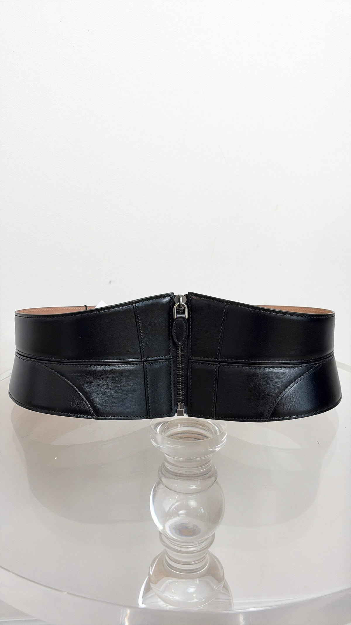 Alaia Black Leather Waist Belt, 75