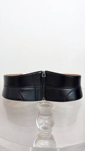 Alaia Black Leather Waist Belt, 75
