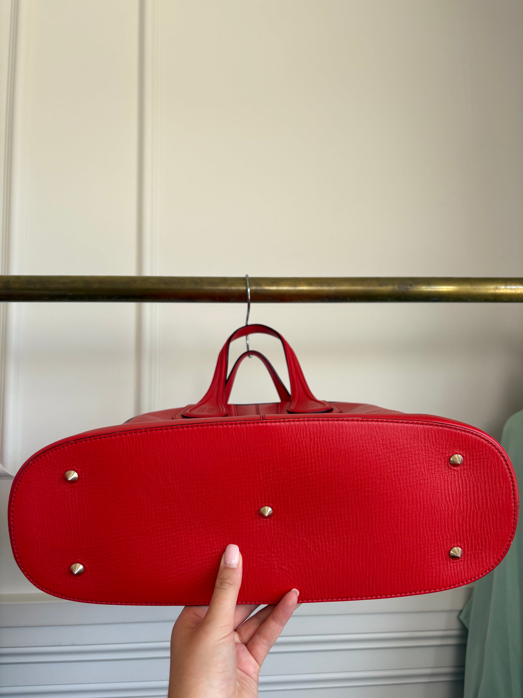 Givenchy Red Leather Structured Nightingale Bag