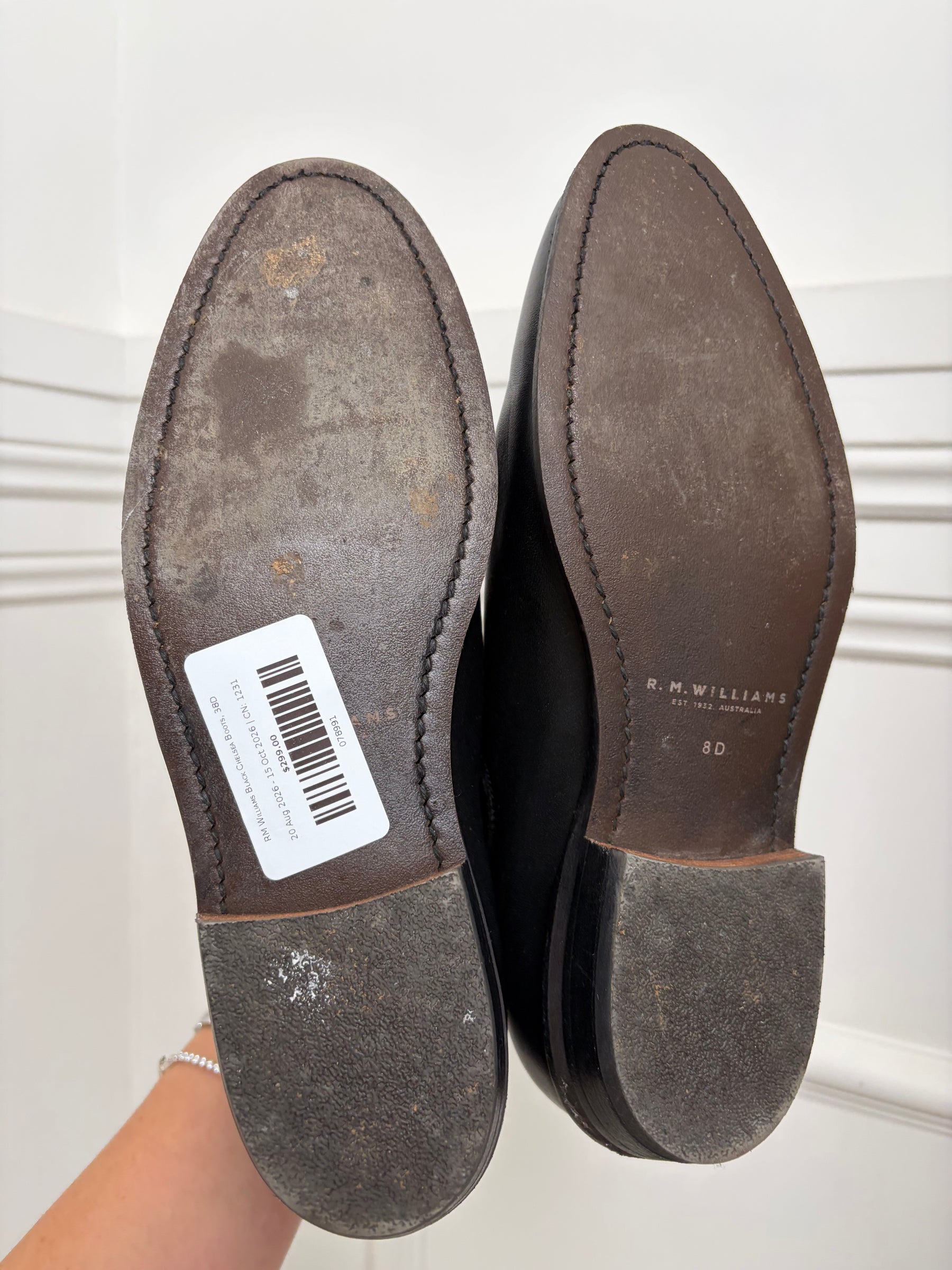 RM Williams Black Chelsea Boots, 38D