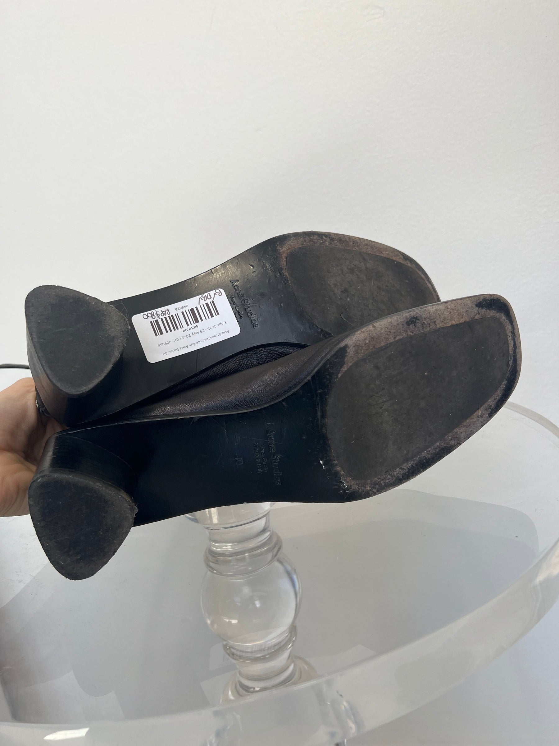 Acne Studios Black Leather Ankle Boots, 40