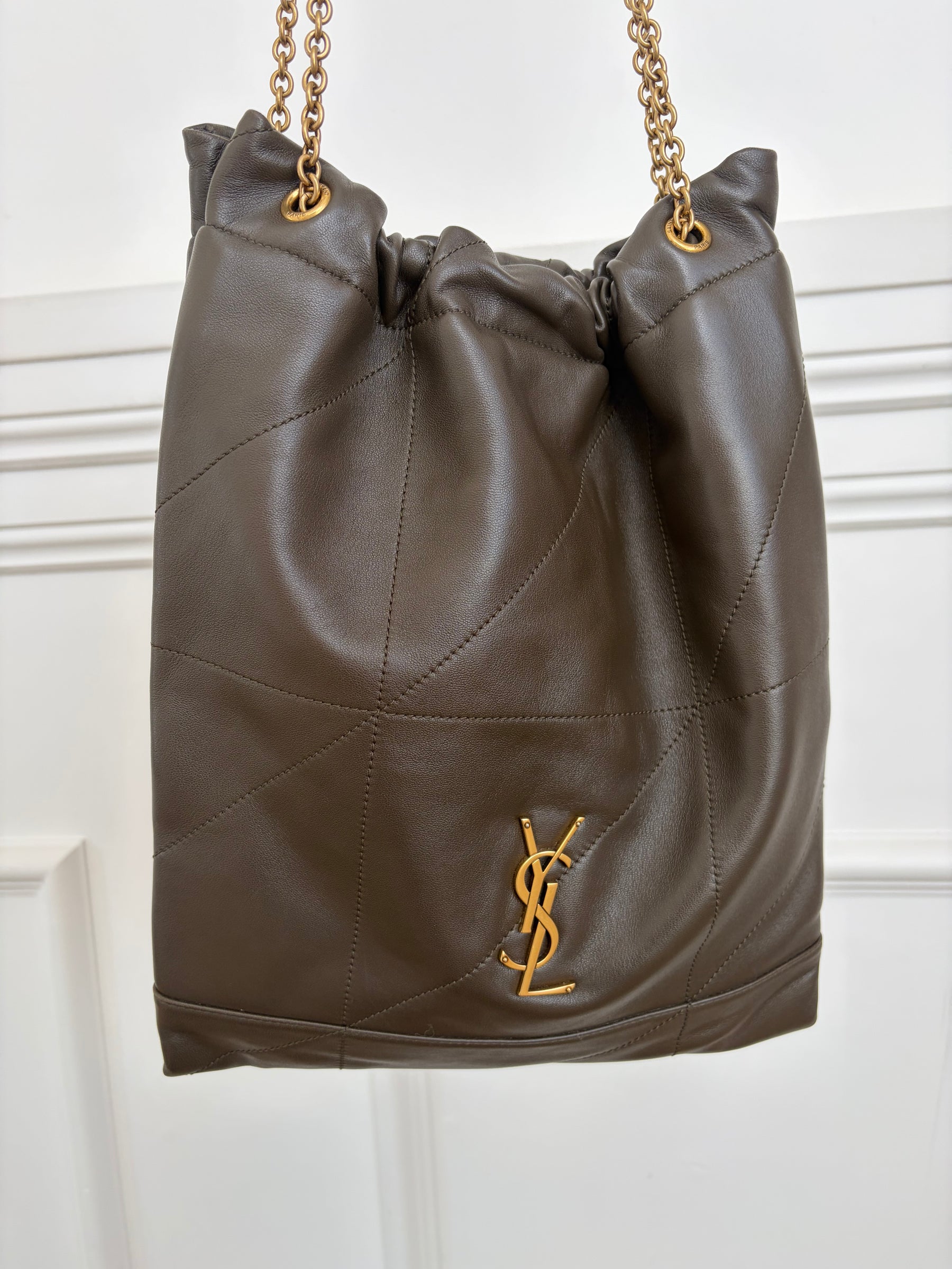 Saint Laurent Khaki Leather Jamie Shoulder Bag