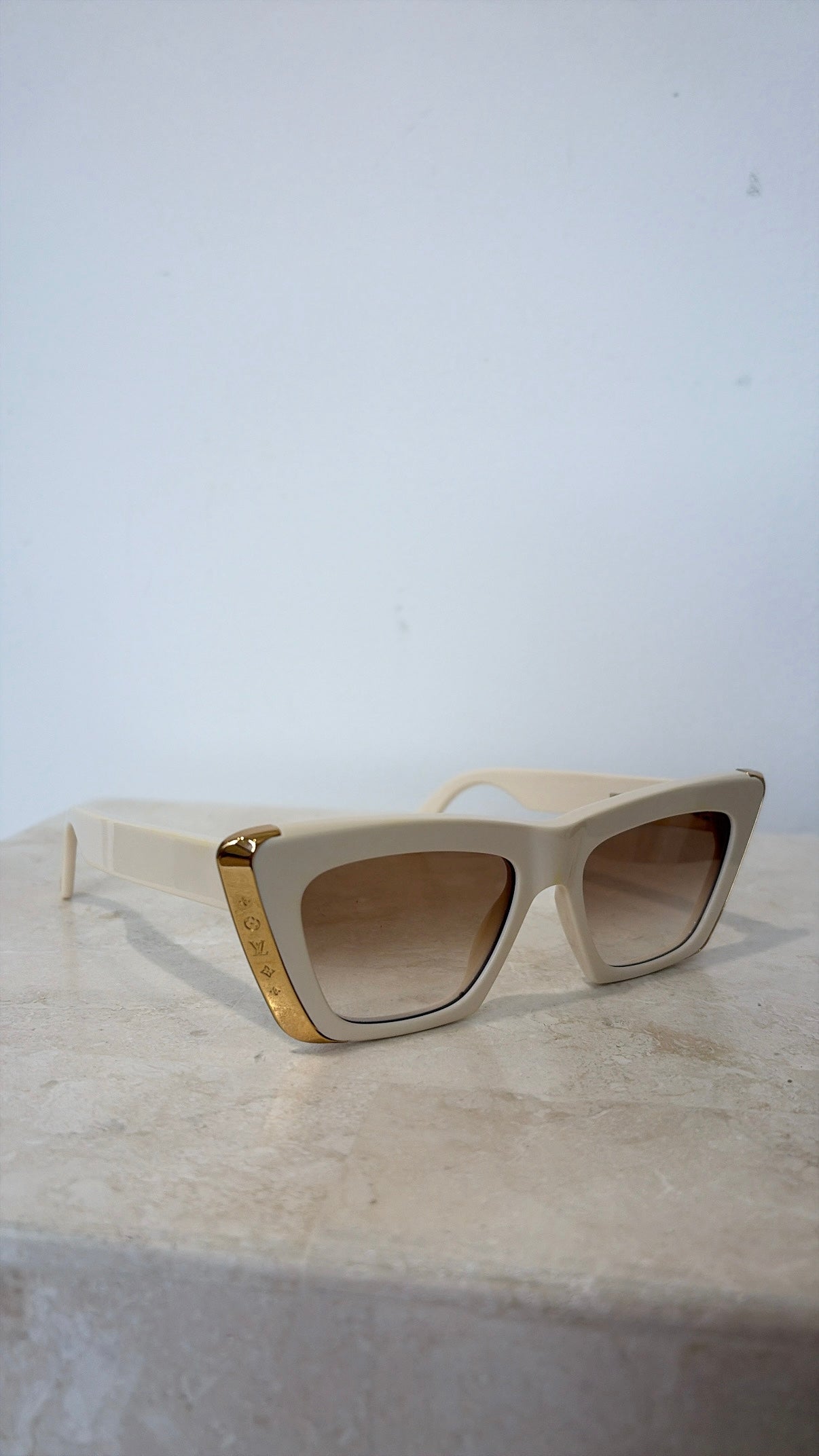 Louis Vuitton Cream and Gold Cat Eye Sunglasses