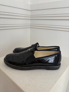 Chanel Black Patent Leather Espadrille, 38 C