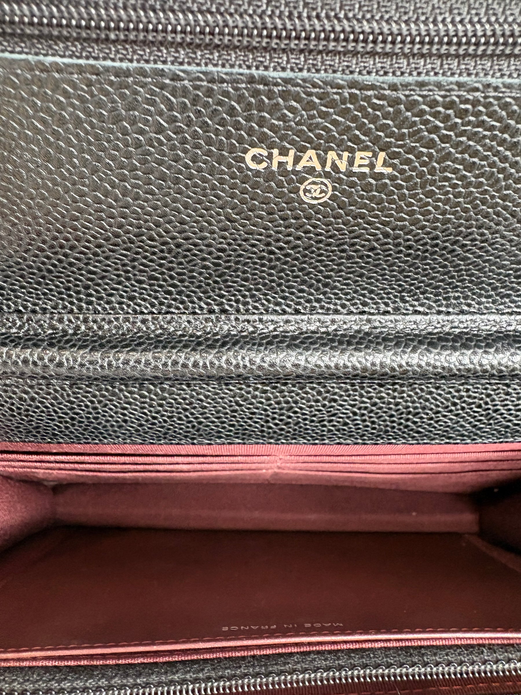 Chanel Black Caviar Leather Wallet on Chain