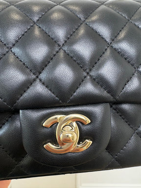 Chanel Mini Square Flap Bag Lambskin Black LGHW
