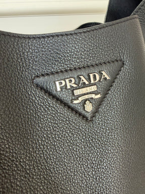 Prada Black Leather Dynamique Shoulder Hobo Bag