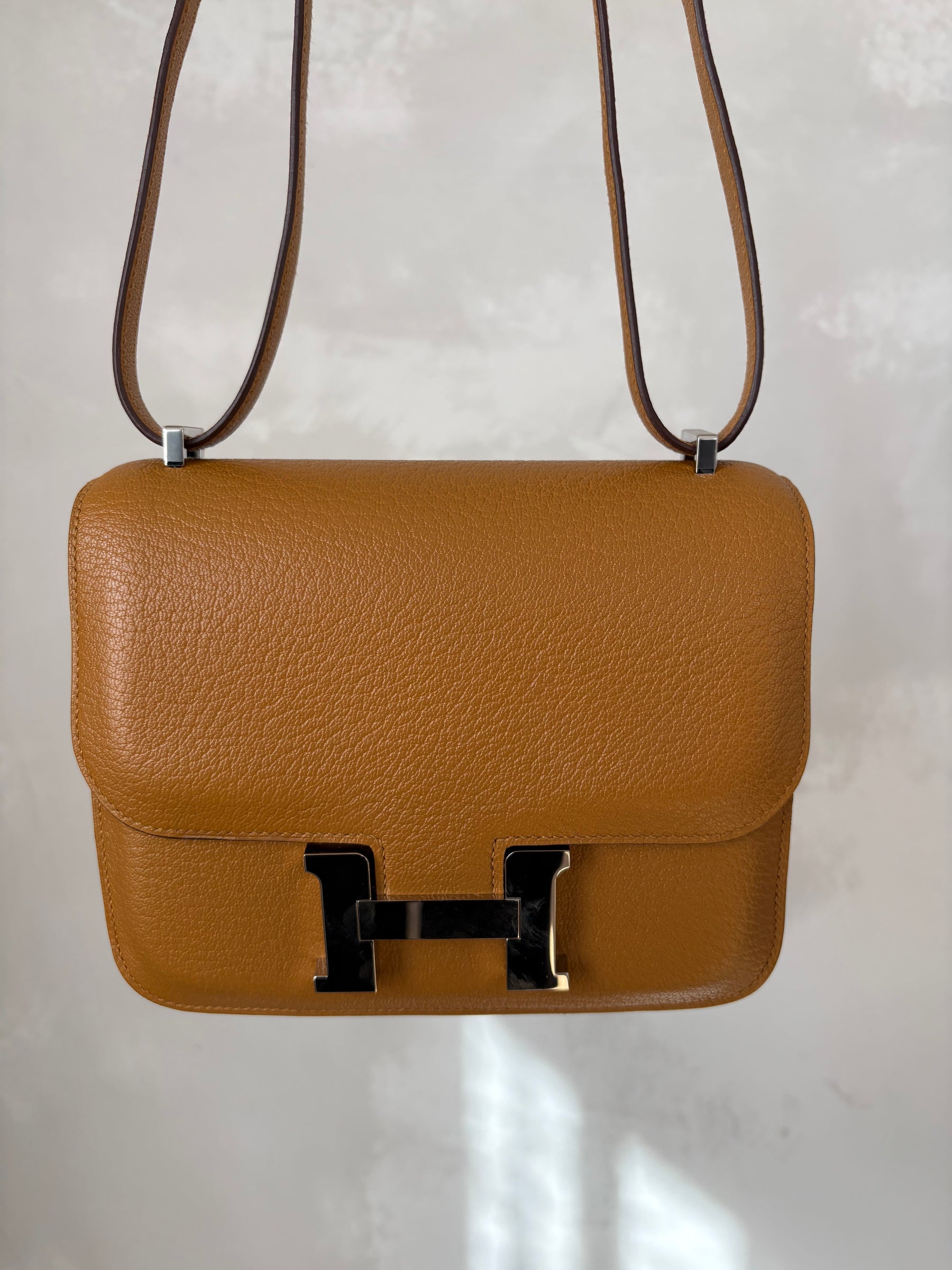 Hermès Constance III Mini in Caramel Chevre Leather with Paladium Hardware