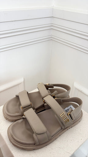 Dior Taupe Leather Dioract Sandal, 39