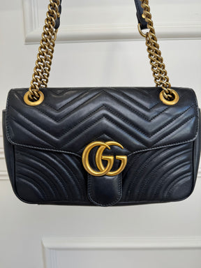 Gucci Black Leather Small Marmont Bag