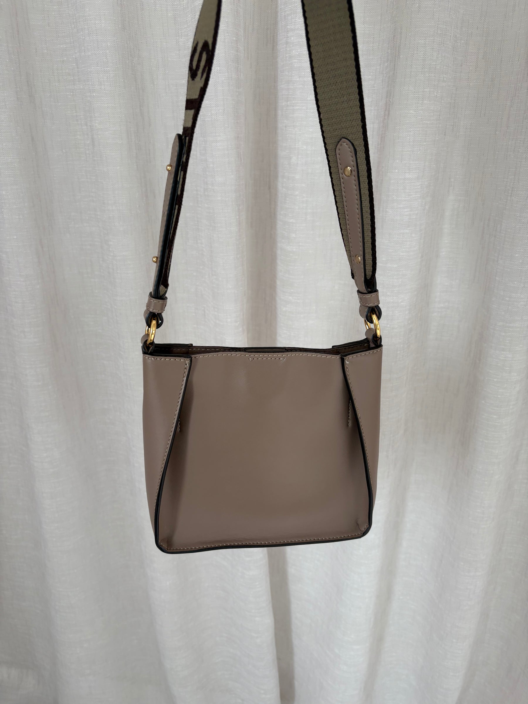 Stella McCartney Taupe Alt Leather Logo Crossbody Bag