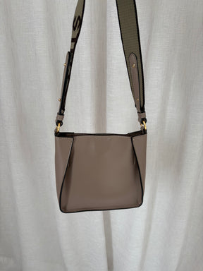Stella McCartney Taupe Alt Leather Logo Crossbody Bag