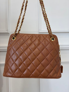 Chanel Tan Quilted Leather Dome Chain Shoulder Bag