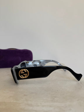 Gucci Black Rectangular Logo Sunglasses