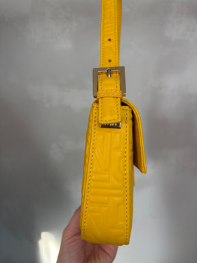 Fendi Yellow Leather Embossed Monogram Baguette