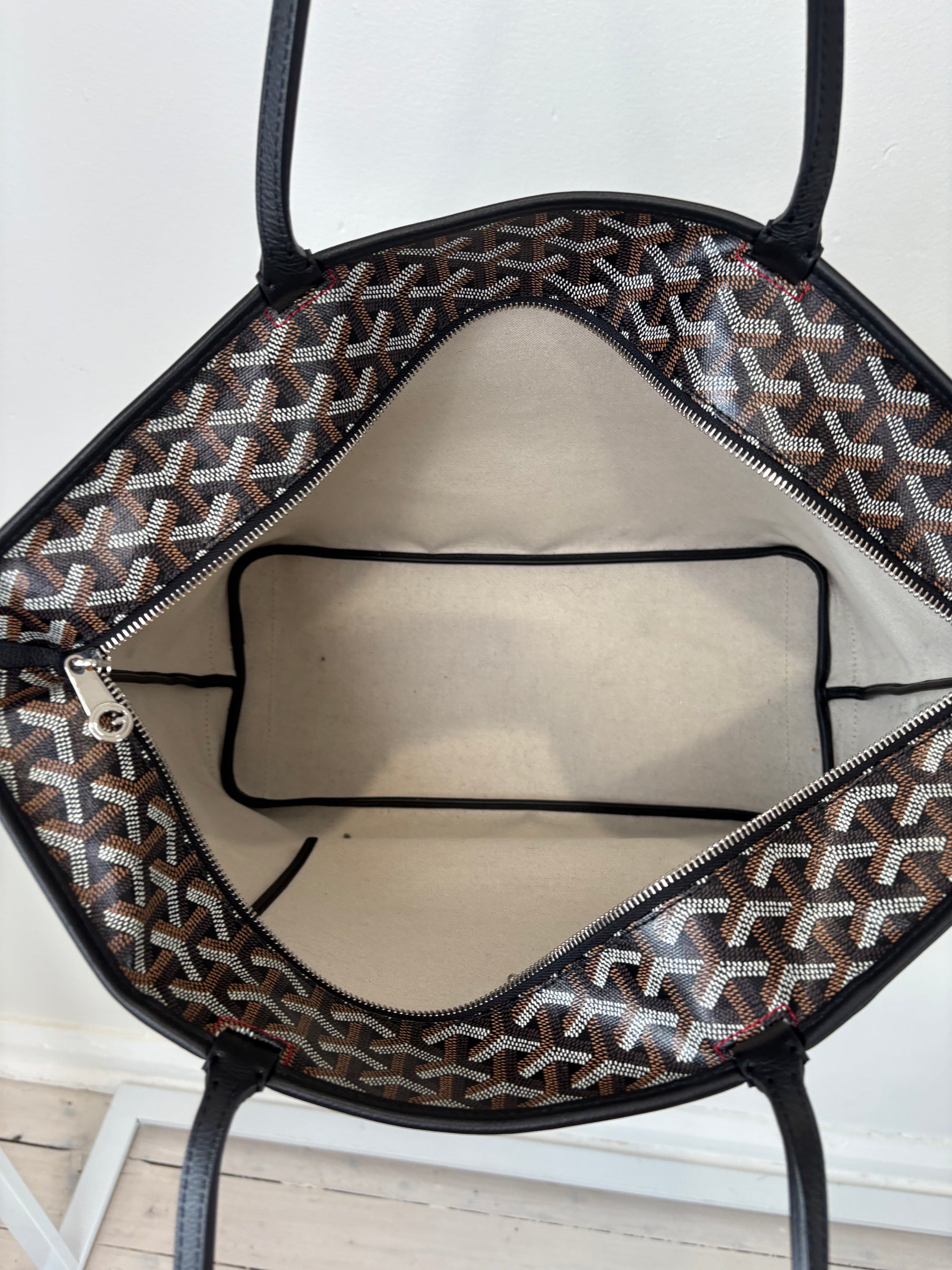Goyard Black Leather and Canvas Artois MM Tote Bag