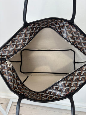 Goyard Black Leather and Canvas Artois MM Tote Bag