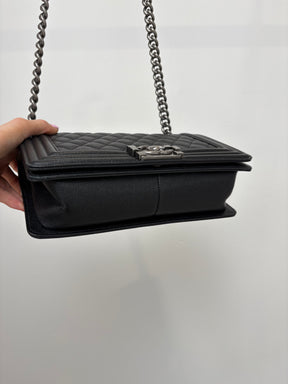 Chanel Black Caviar Leather 'Old Medium' Boy Bag