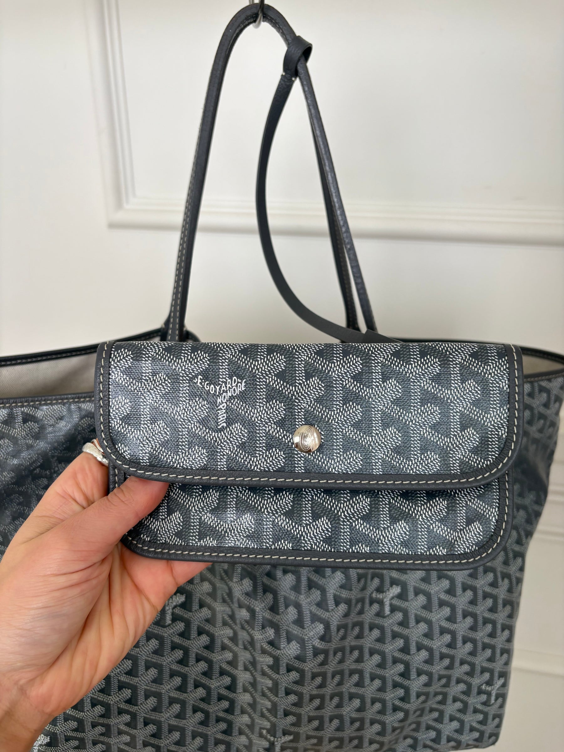 Goyard Saint Louis Coated Canvas GM Tote Bag Grey