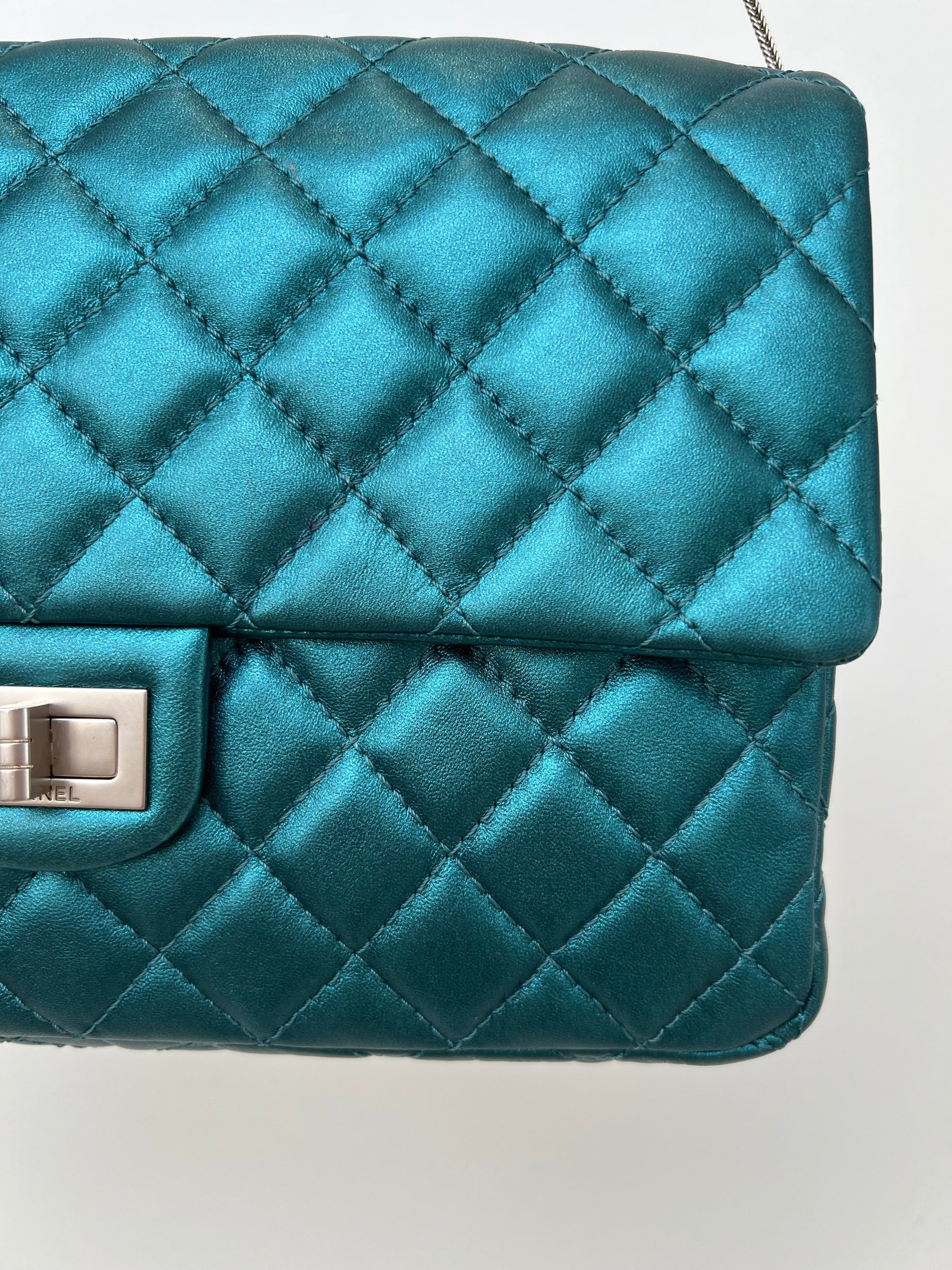 Chanel Metalic Teal Quilted Leather Reissue 2.55