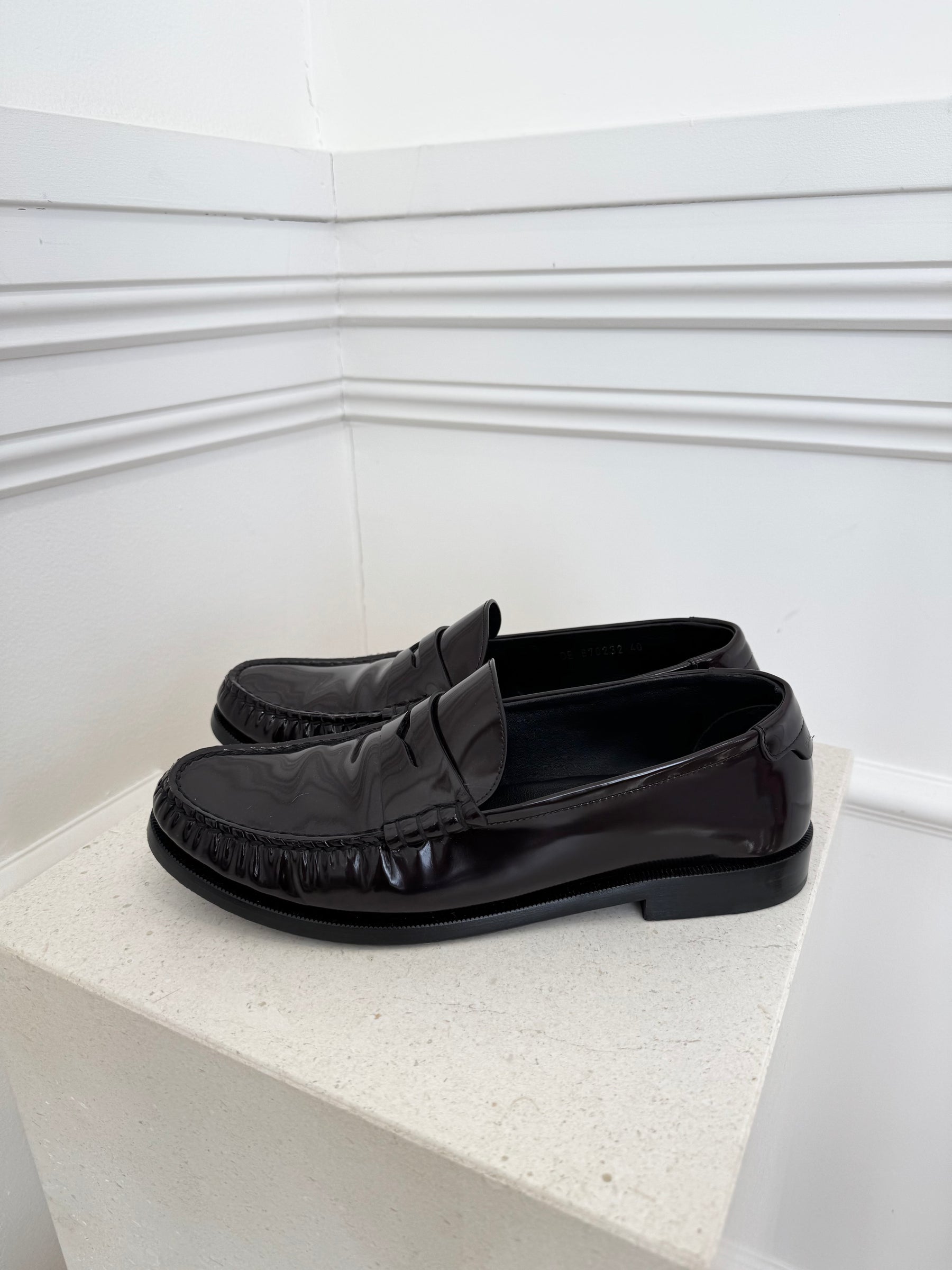 Saint Laurent Dark Burgundy Patent Leather Le Loafer, 40