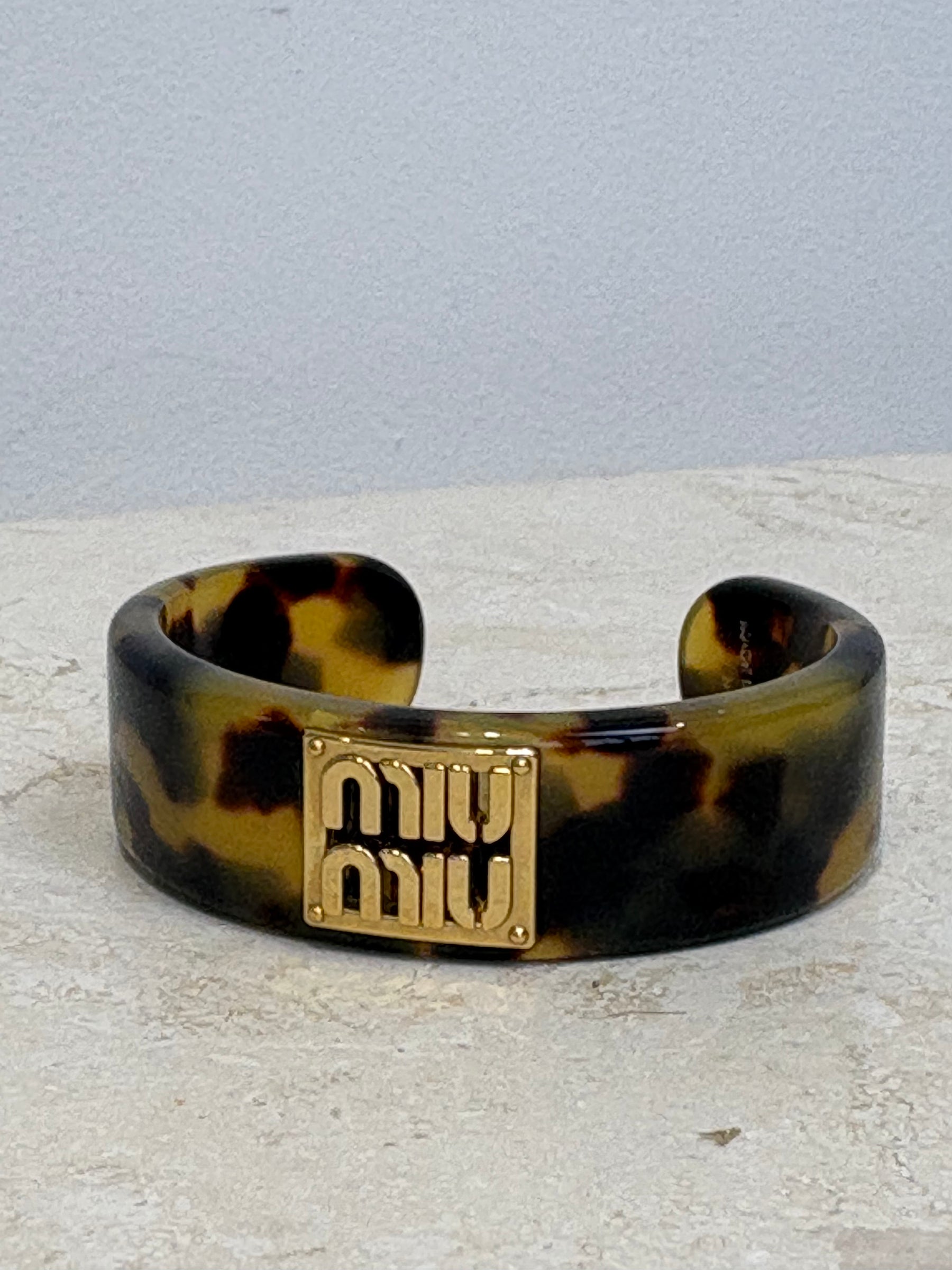 Miu Miu Tortoieshell Logo Cuff, M