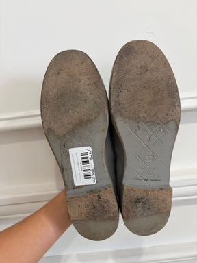 Chanel Grey leather Turn Lock Loafers, 39.5 C