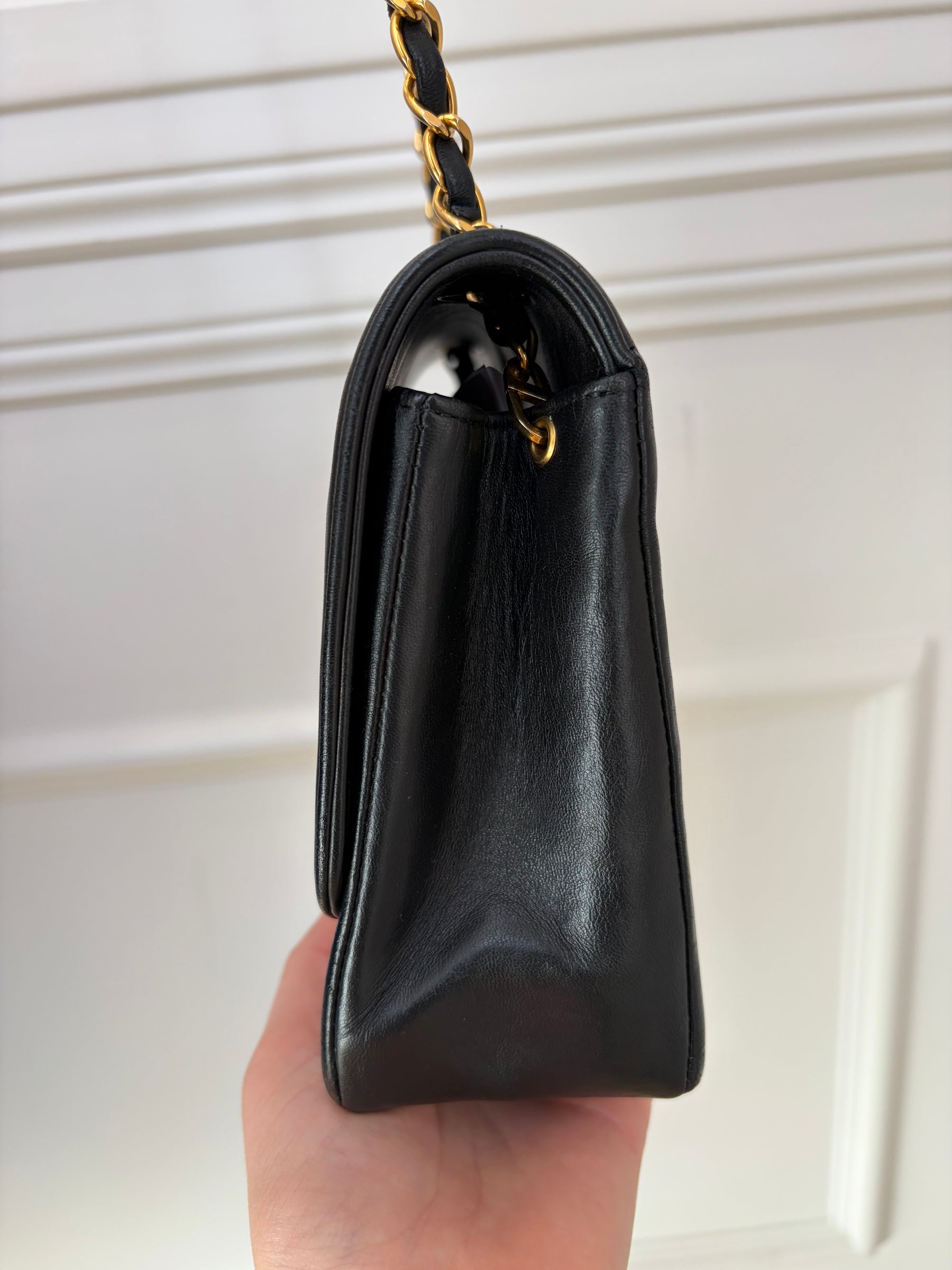 Chanel Black Lambskin Leather Diana Flap bag